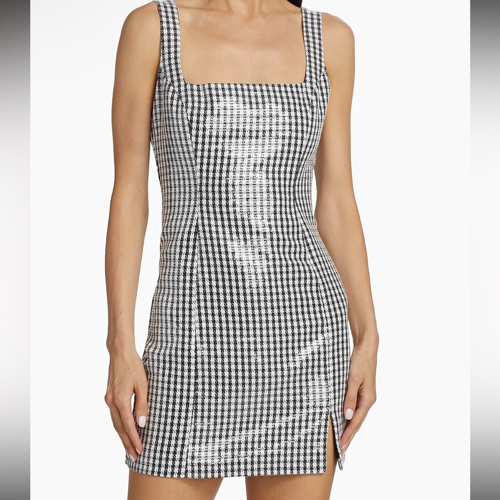 Wayf Houndstooth Sequin Minidress